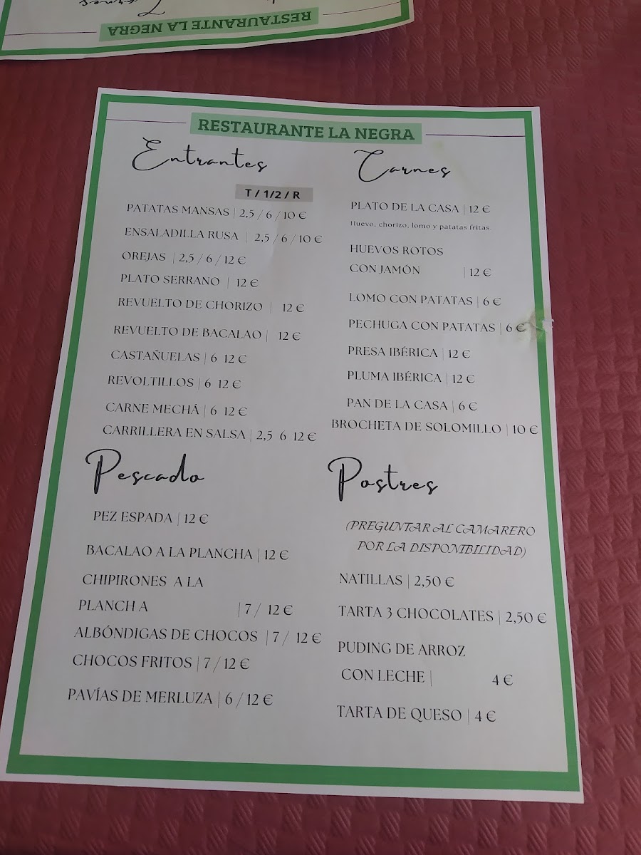 Menu Restaurante La Negra-1